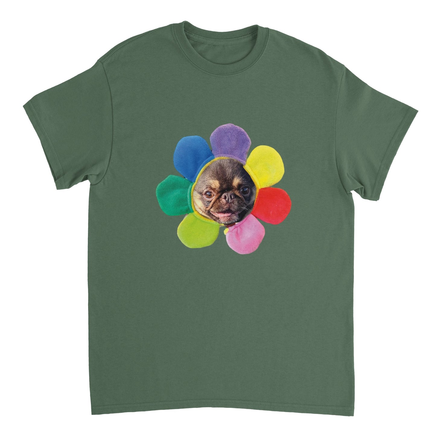 KingChilliThePug Flower Heavyweight Unisex Crewneck T-shirt